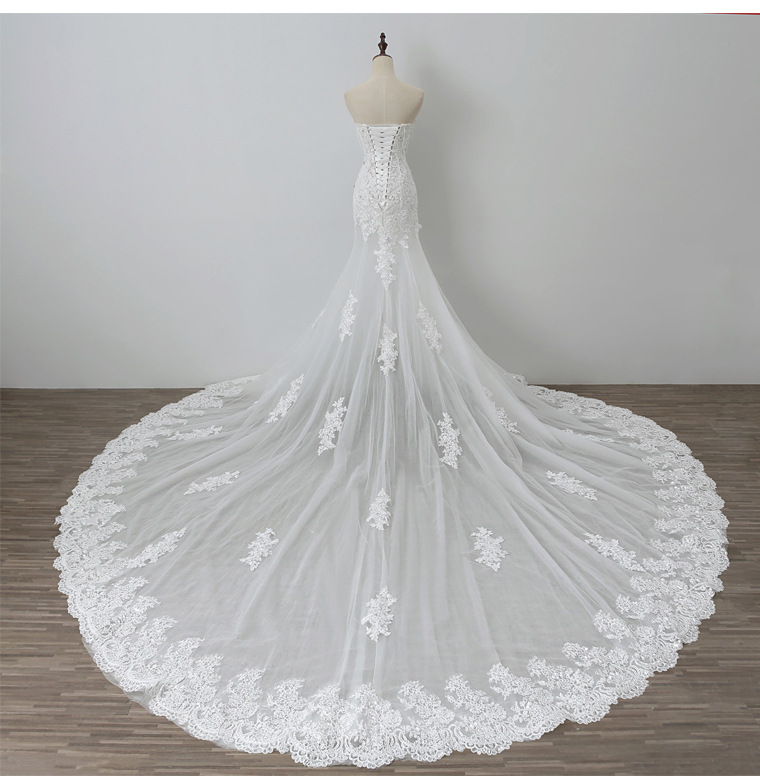 vestido de noiva New Strapless Mermaid Tulle Wedding Dresses Appliques Crystal Long Bridal Gowns Wedding Gowns robe de mariage Plus Size