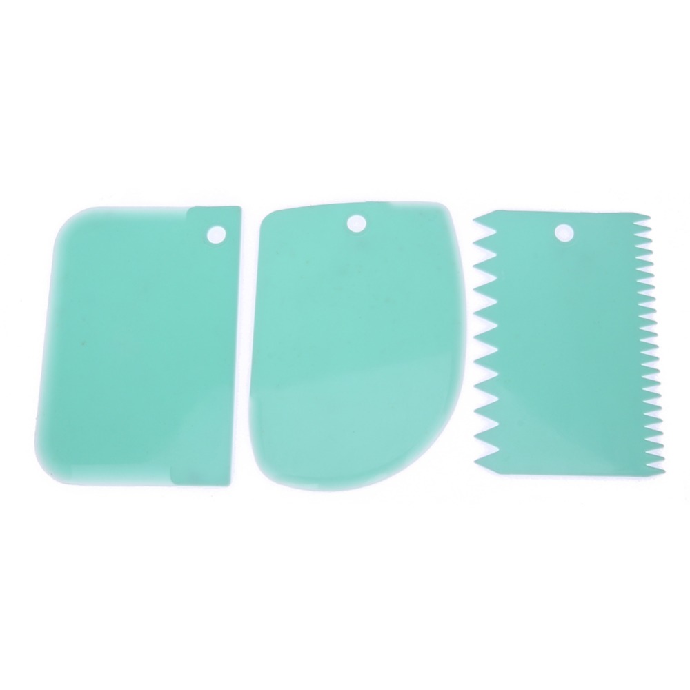 3Pcs/set Plastic Dough Knife Icing Fondant Scraper Jagged Edge Cake Spatula Baking Pastry Tools Plain Smooth Cake Paddle