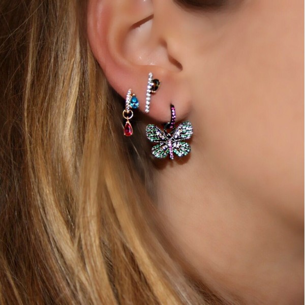 Butterfly charm earring black gold colorful lovely nice butterfly pendant dangle France hot selg fashion jewelry for womem