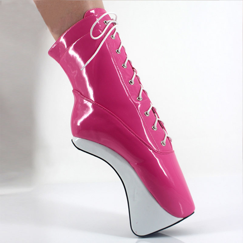 Unisex 18cm/" High Heels Cross-tied Zipper Man Fetish Sexy SM Wedge Hoof Sole Ballet Red White Patent Ankle Boots For Pole Dancing, Black
Unisex 18cm/" High Heels Cross-tied Zipper Man Fetish Sexy SM Wedge Hoof Sole Ballet Red White Patent Ankle Boots For Pole Dancing, Black