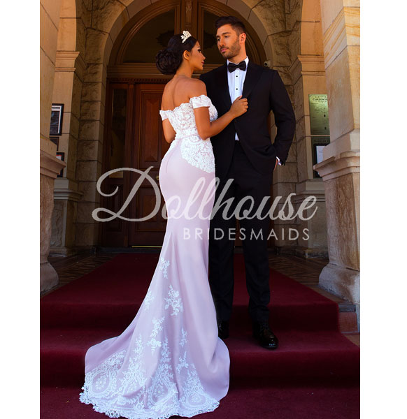 Off New Design Shoulder Long Mermaid Bridesmaid Dresses Lace Applique Backless Wedding Gust Dress Maid Of Honor Gowns Custom