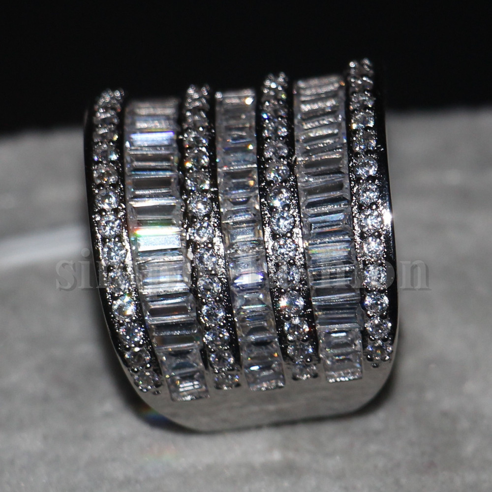 Unique Big Women wedding band ring Cocktail Jewelry 925 Sterling silver T Shape 5A zircon cz Female Engagement Ring