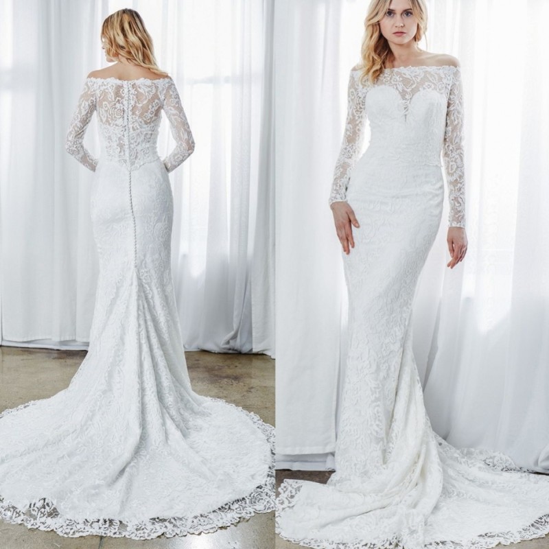2018Kelly Faetanini Wedding Dresses Spring Garden Off Shoulder Long Sleeve Full Lace Applique Bridal Gowns Sweep Train Mermaid Wedding Dress, Custom made from color chart
2018Kelly Faetanini Wedding Dresses Spring Garden Off Shoulder Long Sleeve Full Lace Applique Bridal Gowns Sweep Train Mermaid Wedding Dress, Custom made from color chart