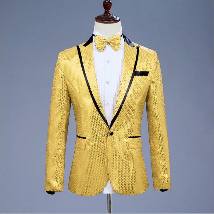 Men Sequin Suits Blazers Seven Colours Costume Jackets Nightclub Singer Suits Coats Peaked Lapel One Button Presenter Costume For Sale