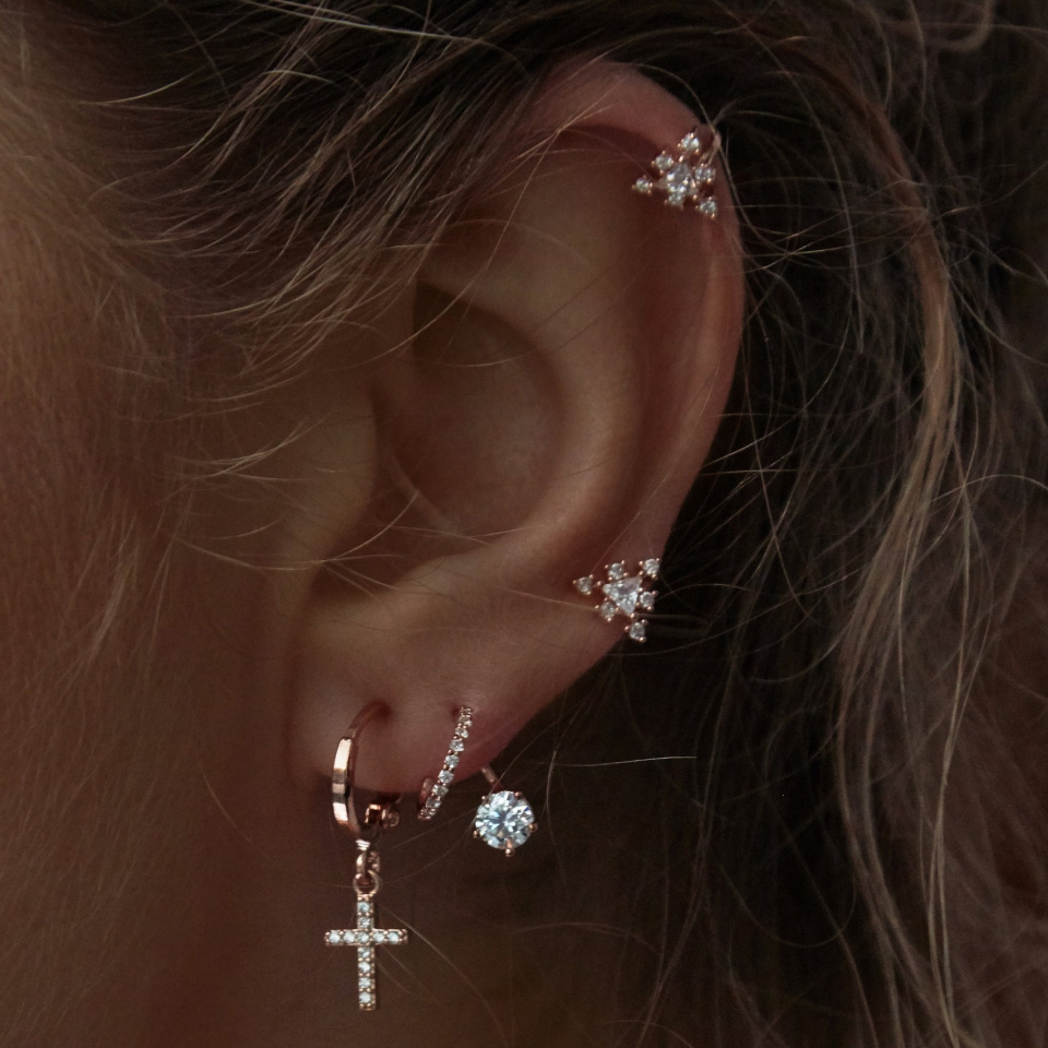 925 sterling silver triangle cz cuff earring no piercing diamond cuff for women girl gift sparking bling CZ cluster new design earrings