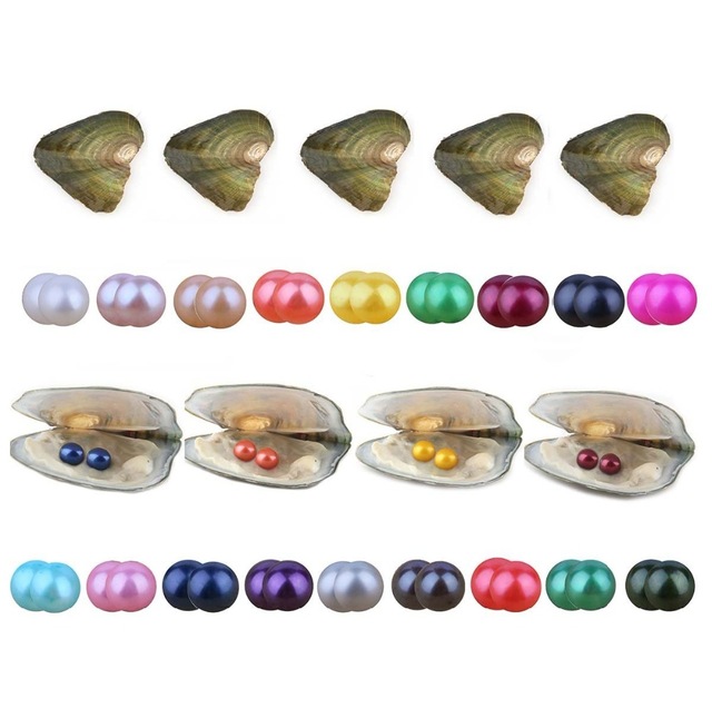 Wholesale Twins Pearl Oyster 2018 new Round 6-7mm 27Colors freshwater natural Cultured in Fresh Oyster Pearl Mussel Farm Supply Gift Surpris от DHgate WW