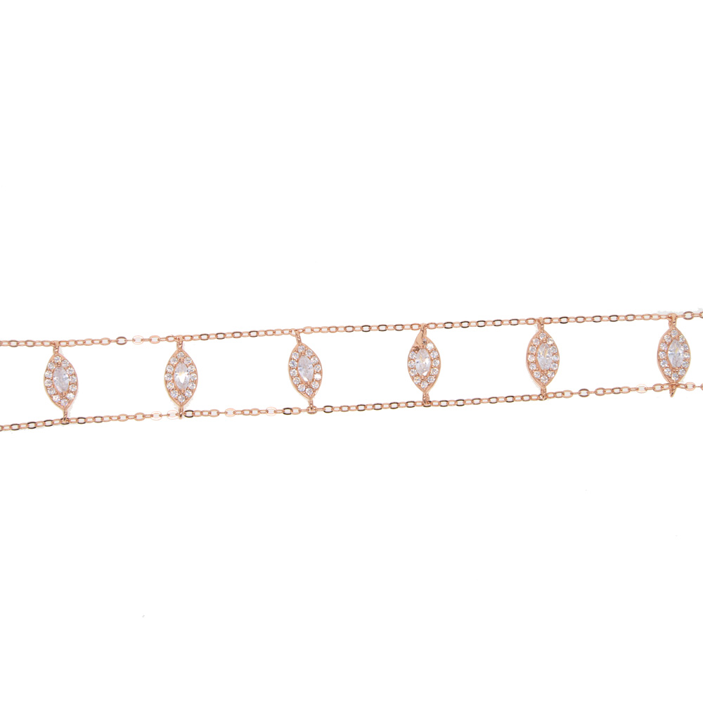 wedding engagment diamond choker necklace double chain chocker 925 sterling silver marquise cz gorgeous luxury jewelry