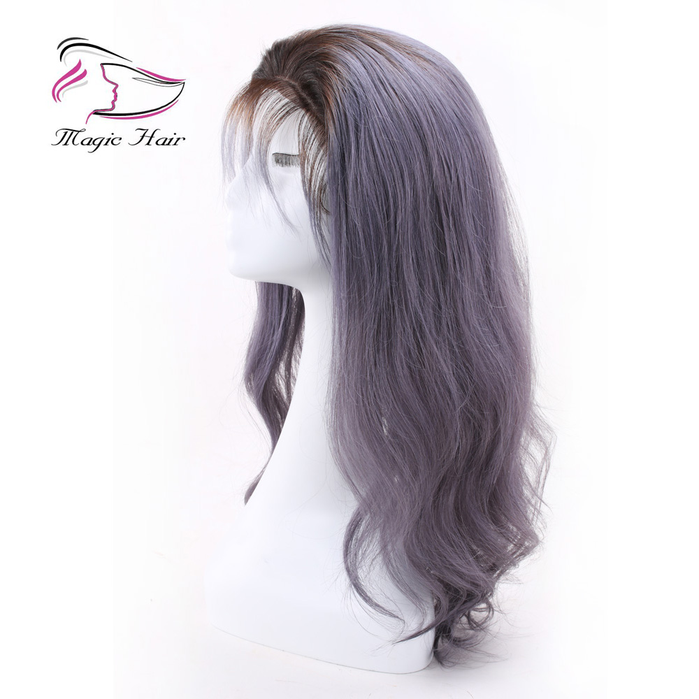 Evermagic lace front wigs 8A body wave Brazilian virgin hair human hair wigs for charming women 130% 150% density color #1bTgray