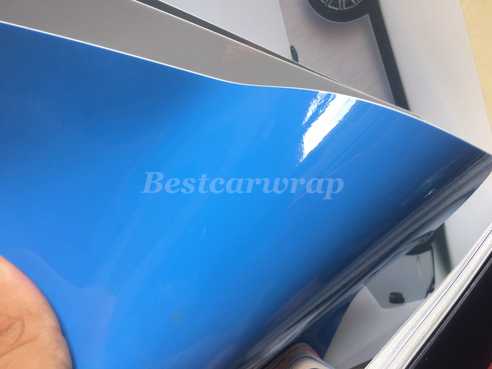 Abu Blue Gloss Vinyl Wrap For Whole Car Wrap Covering With Air bubble Free Lke 3M quality Low tack glue foil Size:1.52*20m( 5x67ft