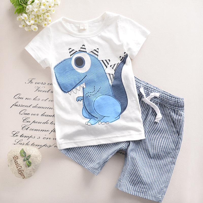 Boys Clothing set Children Summer Boys Clothes Cartoon Kids Boy Clothing Set dinosaur T-shit+ stripe Pants Cotton, As pic
Boys Clothing set Children Summer Boys Clothes Cartoon Kids Boy Clothing Set dinosaur T-shit+ stripe Pants Cotton, As pic