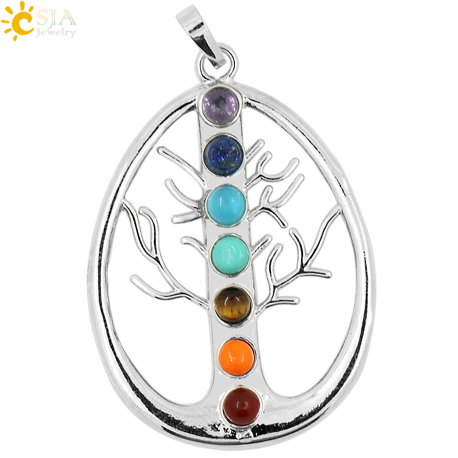 CSJA 2PCS Health Yoga Jewelry Necklace Pendant 7 Chakra Stone Rock Beads Wisdom Tree of Life Women Men Positive Energy Pendant Charms E027, Silver
CSJA 2PCS Health Yoga Jewelry Necklace Pendant 7 Chakra Stone Rock Beads Wisdom Tree of Life Women Men Positive Energy Pendant Charms E027, Silver