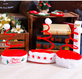 Christmas Spiral Spring Caps Children Adult Red Christmas Hat With White Plush Merry Christmas For New Year Decoration
