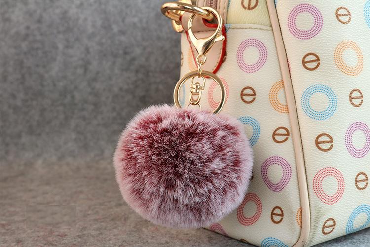 Gold 8CM Rabbit Fur Ball Keychain y keychain fur pom pom llaveros portachiavi porte clef Key Ring Key Chain For Bag