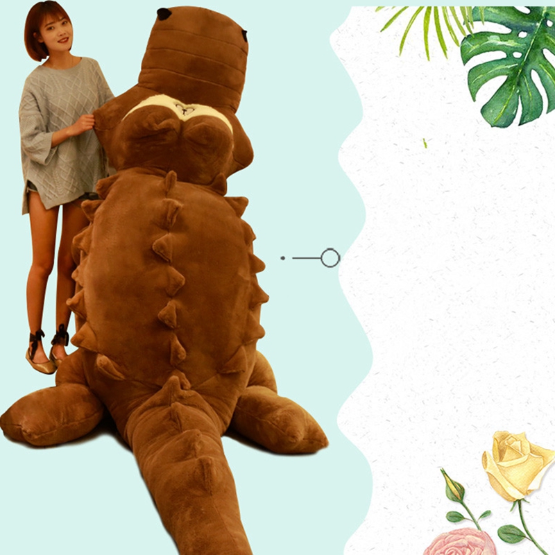 Dorimytrader Biggest Soft Lying Animal Crocodile Plush Toy Anime Alligator Toy Animals Pillow Lover Gift Accompany Gifts 300cm DY50195