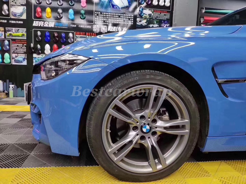 Abu Blue Shiny Gloss Vinyl Wrap For Whole Car Wrap Covering With Air bubble Free Lke 3M quality Low tack glue foil Size:1.52*20m( 5x67ft