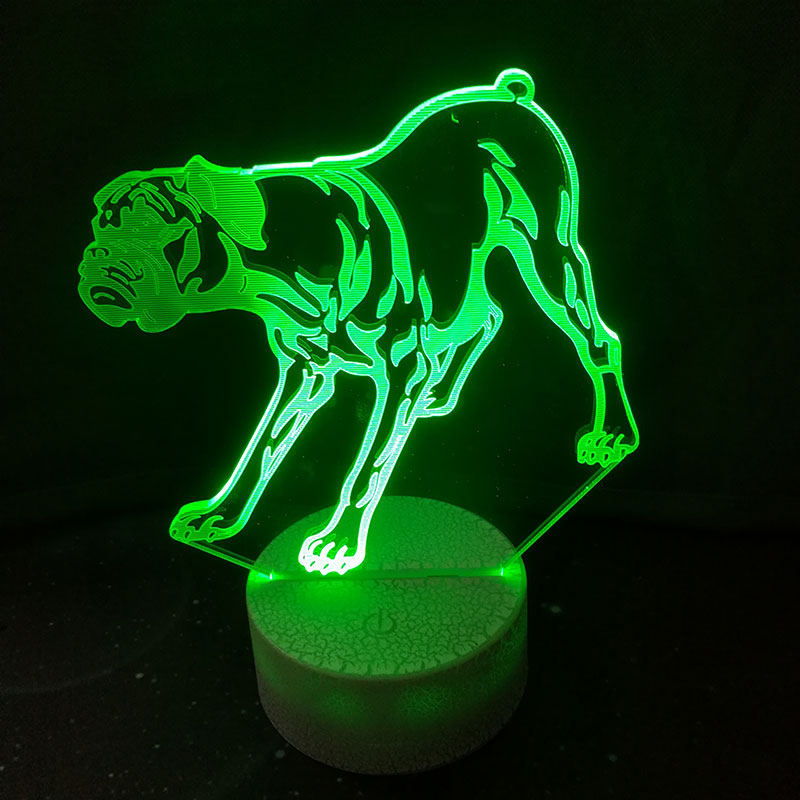 3D Boxer Dog Colorful Table Lamp Touch Control 7 Color Changing Acrylic Baby Night Light USB Decorative Kids Christmas Gifts
