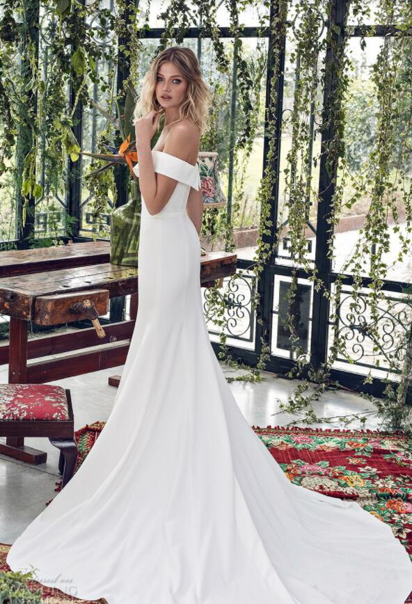Limor Rosen Mermaid Wedding Dresses Off The Shoulder Sweep Train Satin Beach Wedding Gowns Simple Cheap Bridal Dress Plus Size robes de mari