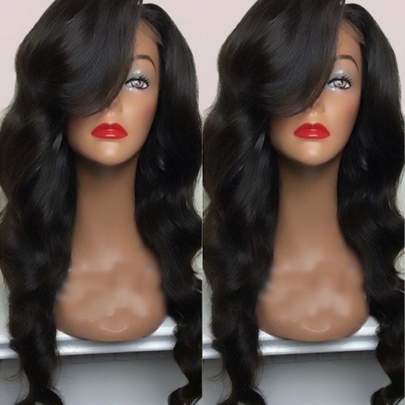 Hotselling body wave brazilian hair lace front wig Wigs with Bangs Heat Resistant Synthetic Wigs for Women African American