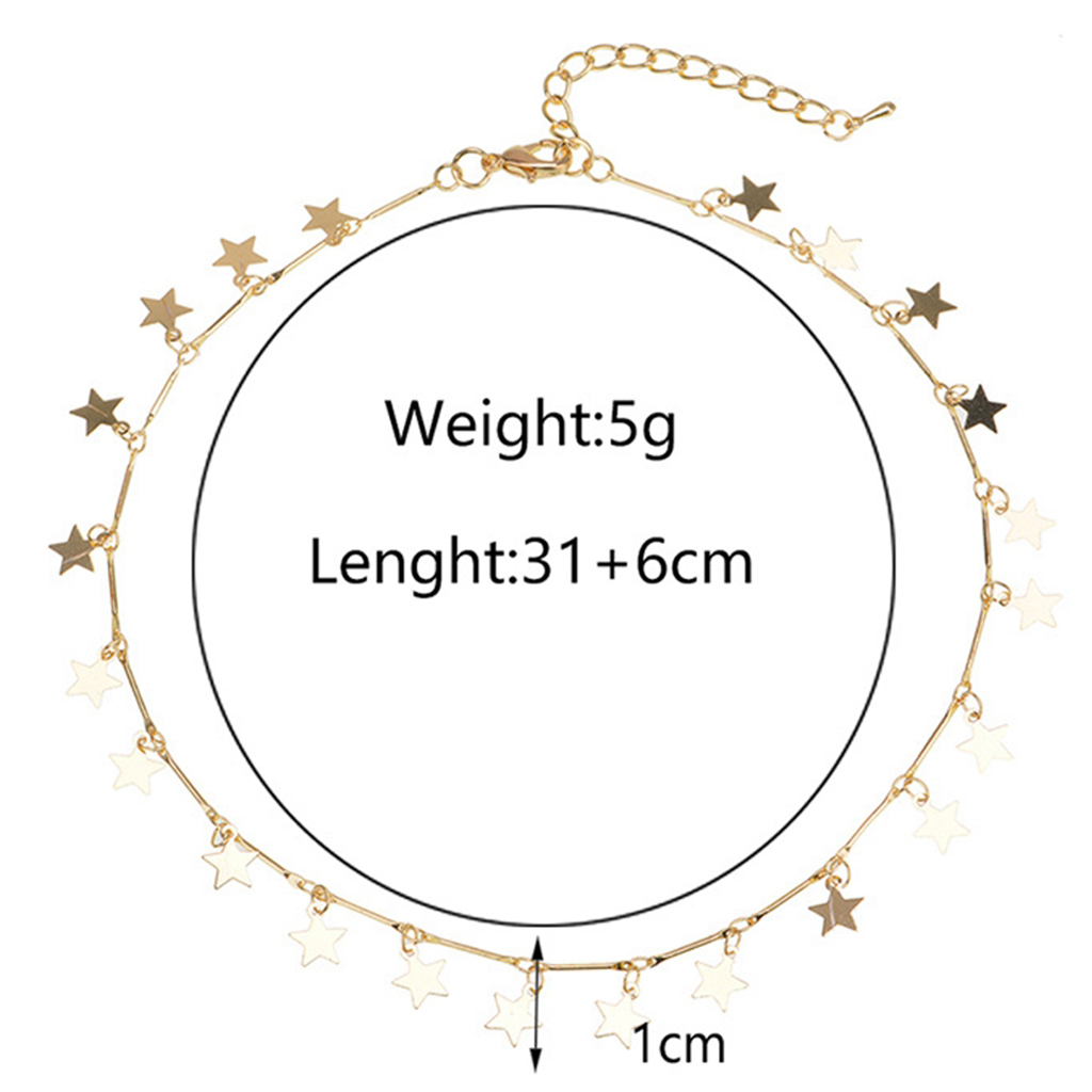 10pc/set Chain Choker Necklace for Women Grils Lucky Star Pendant Necklace