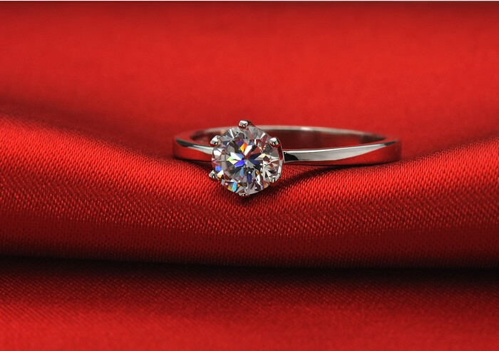 Brand Jewelry Solitaire 6mm Stone 5A Zircon stone 925 Sterling silver engagement Wedding Band Ring For Women US Sz 4-10 Gift