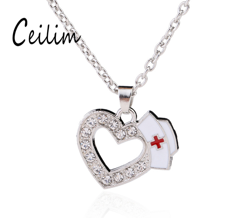 New Fashion Medical Jewelry Nurse Cap Charms Crystal Love Heart Pendant Necklaces White Enamel Red Cross Sign Medicine School Students Gifts
New Fashion Medical Jewelry Nurse Cap Charms Crystal Love Heart Pendant Necklaces White Enamel Red Cross Sign Medicine School Students Gifts