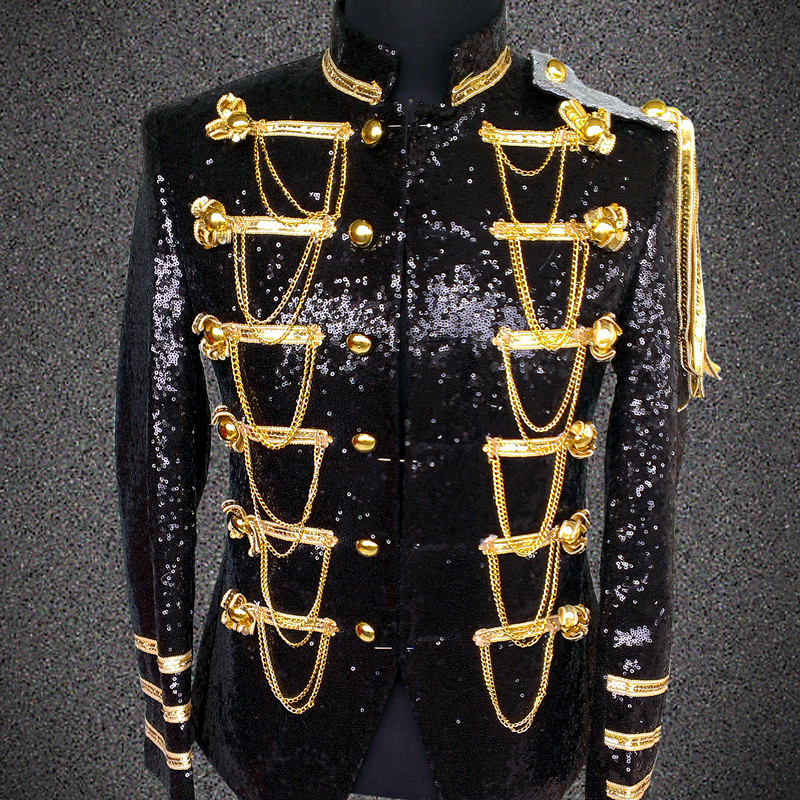 Men fashion jacket singer dancer wear Custom male sequins stage blazer prom party outfit coat bar star concert costumes nightclub Costume