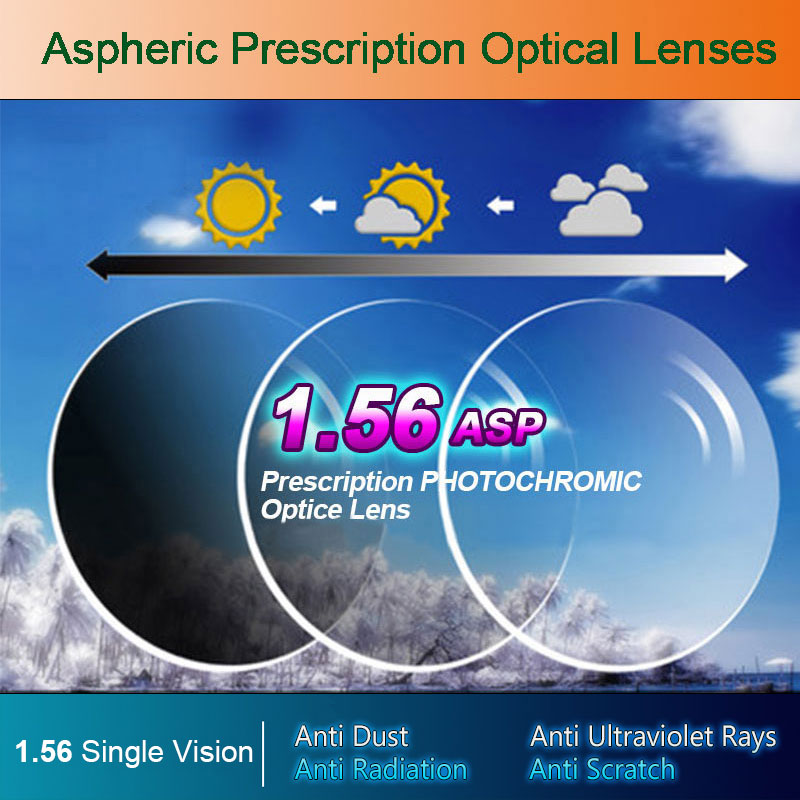 1.56 Photochromic Single Vision Optical Aspheric Prescription Lenses Fast and Deep Color Coating Change Performance
1.56 Photochromic Single Vision Optical Aspheric Prescription Lenses Fast and Deep Color Coating Change Performance