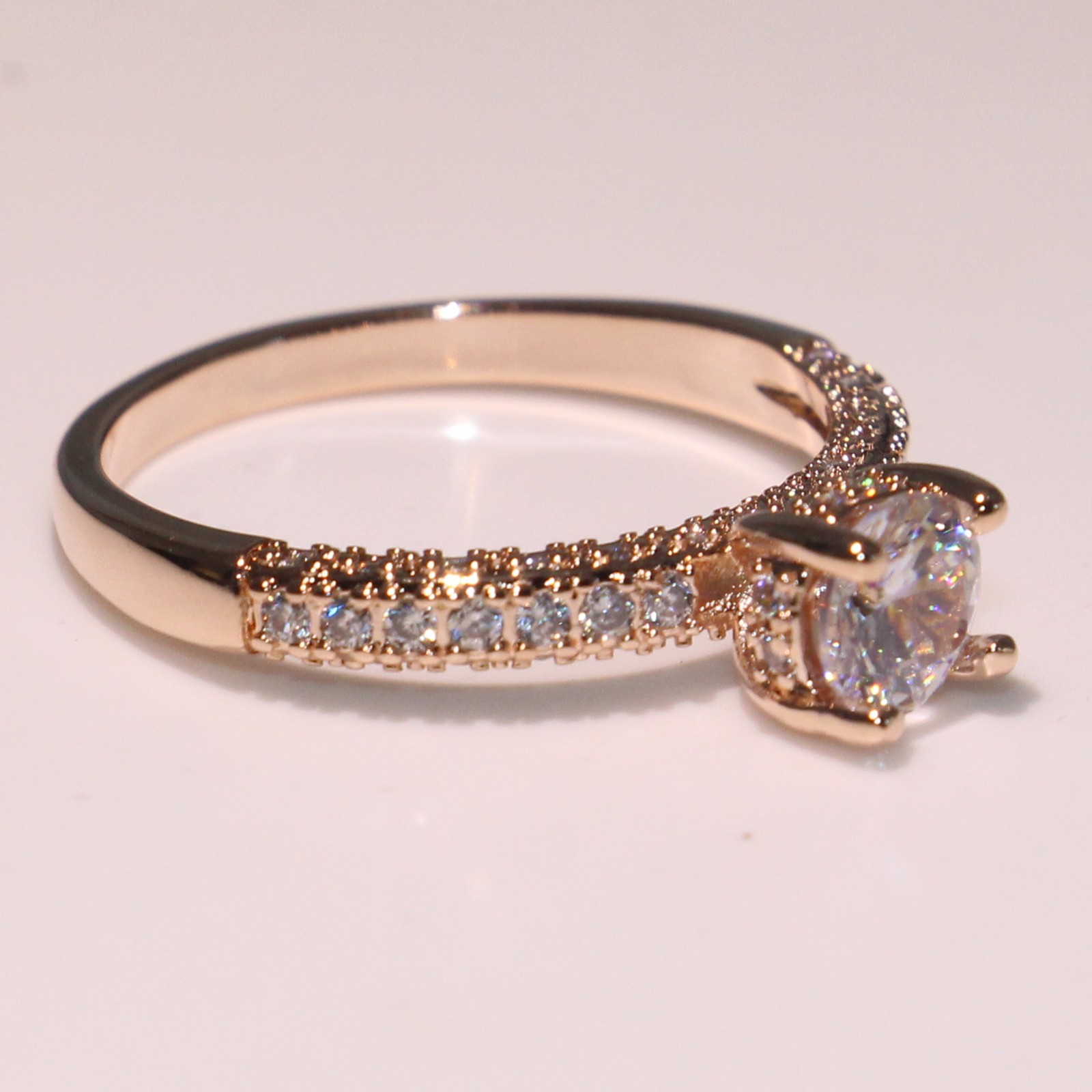 Victoria Wieck Hot High Quality 925 Sterling Silver&Rose Gold Fill Round Shape White Topaz CZ Diamond Eternity Women Wedding Band Ring Gift