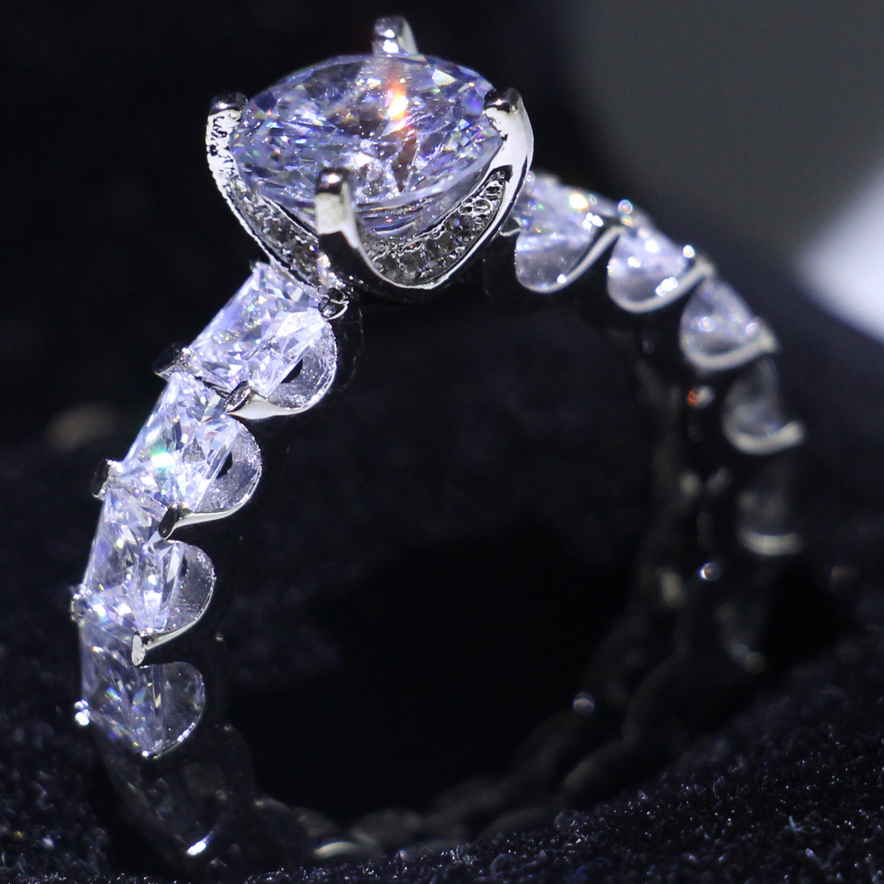 Sterg Sier Stackable Princess Cut Ring: 5A Zirconia Wedding Band