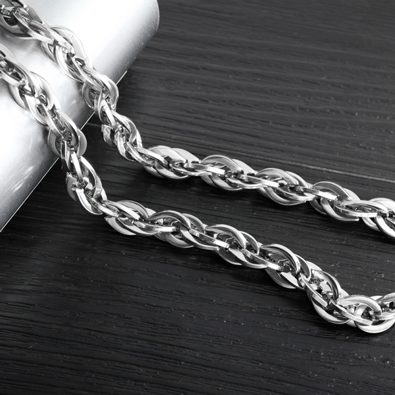 Vitage Rock Hip Hop Titanium Steel Mens Twist Chain Necklace Thick Heavy Link Chain Jewelry Accessories