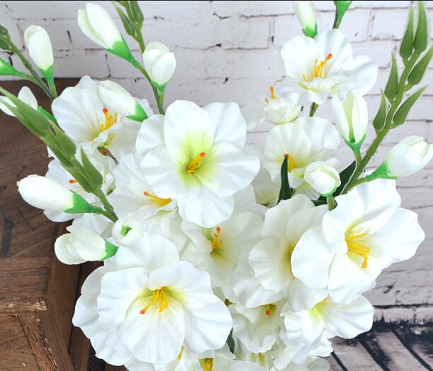 Silk Gladiolus Flower (7 heads/Piece) Fake Sword Lily for Wedding Party Centerpieces Artificial Decorative Flowers 80cm 12pcs