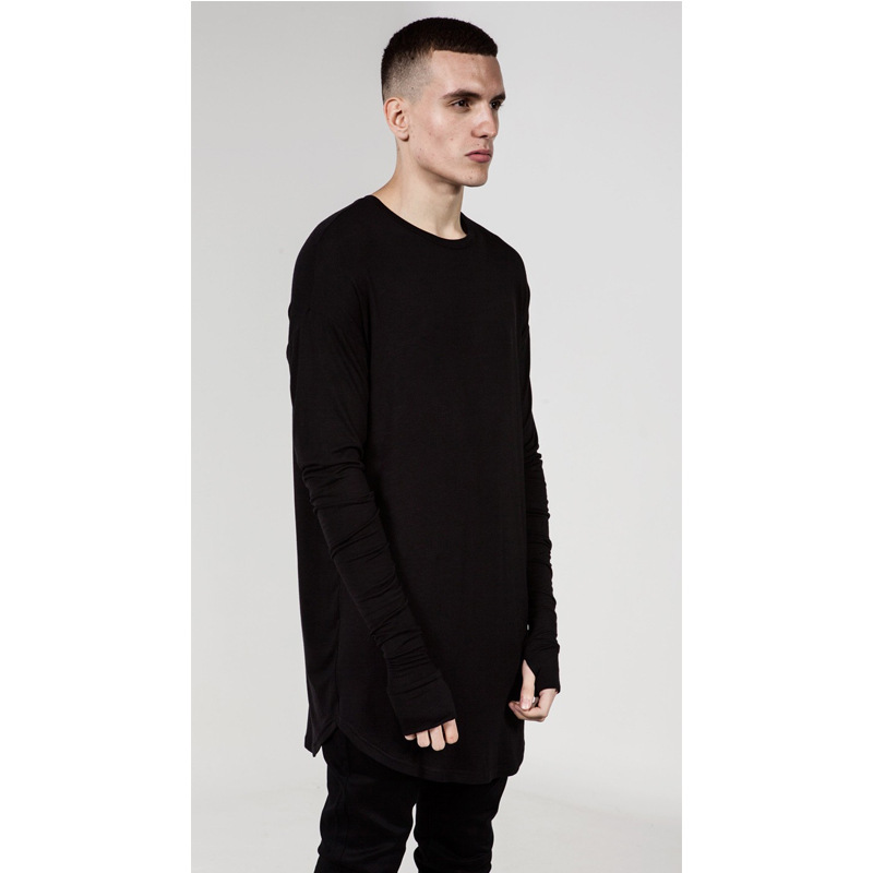 High Street mens T Shirt Extended TShirts Men clothing Curved Hem Long line Tops Tees Hip Hop Urban Blank Shirts
