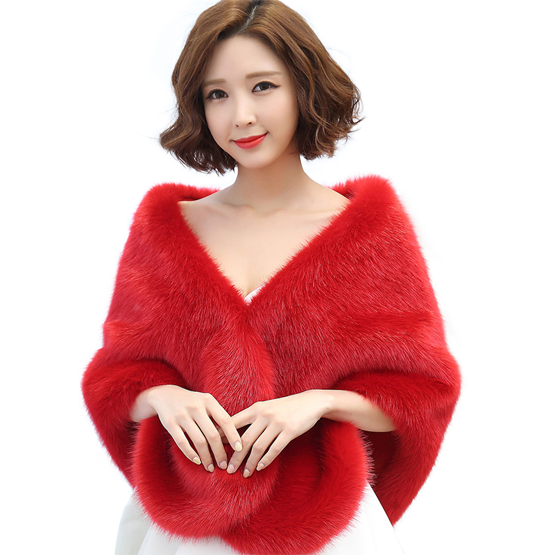 High Quality Elegant Bolero Warm Bridal Cape Winter Fur Women Jacket Cloaks Party Wedding Coat QC1158
