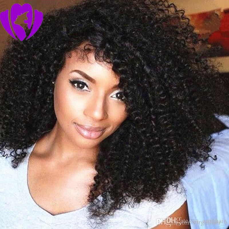 Glueless Side Part Short Curly Afro Wig Synthetic Lace Front Wig With Baby Hair Heat Resistant Black Wigs For Black Women
