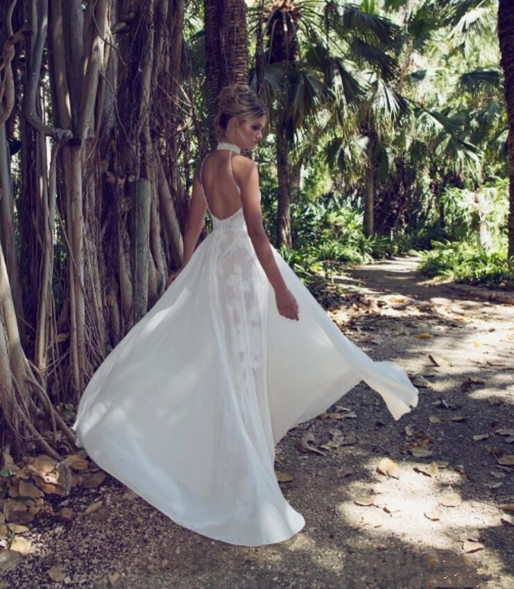 limor rosen beach wedding dresses halter neck backless a line bridal gowns lace vintage chiffon wedding dress