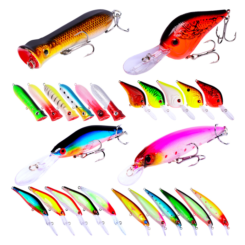 New Fishing lure set Popper Crankbait Jerkbait Mix 4 styles 3D Eyes Shallow swimming Realistic bait 30pc/set
New Fishing lure set Popper Crankbait Jerkbait Mix 4 styles 3D Eyes Shallow swimming Realistic bait 30pc/set