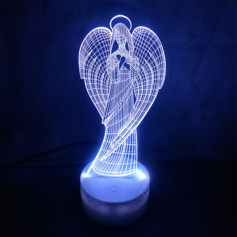 Creative 3D Table Lamp Colorful Wings Girl Shape NightLight Led Angel Home Decor Atmosphere Decor Virgin Mary Usb Light Fixture