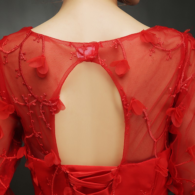 Customized Cheap Red Flowers Wedding Dress 2018 Fashion Sweetheart Half Sleeve Bride Gown Dresses Fashion robe de mariage