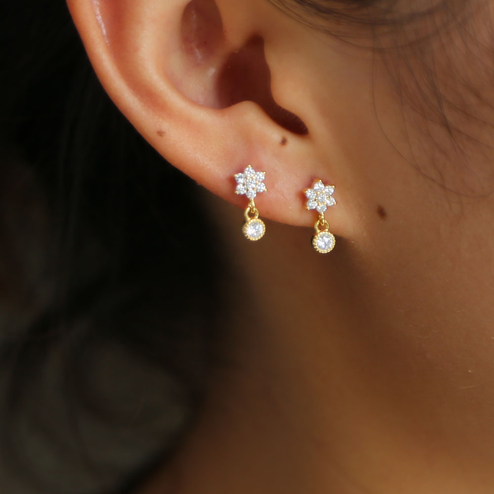 Delicate wer Cubic Zirconia Drop Earrings: Minimalist Charm Studs for Women