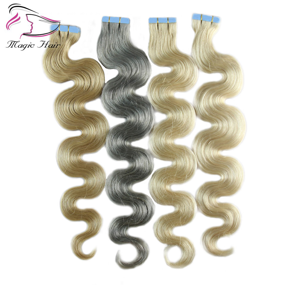 7A Body Wave Tape In Hair 40Pcs Per Package 14-24Inch Piano/Pure/Ombre Color Remy Hair 100% Human Tape In Human Hair Extensions