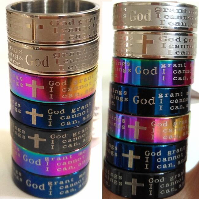 Wholesale Mix lot 100pcs Men Women Colorful English Serenity prayer Stainless Steel God Rings Bible Religious Hot Jewelry FREE SHIPPING
Wholesale Mix lot 100pcs Men Women Colorful English Serenity prayer Stainless Steel God Rings Bible Religious Hot Jewelry FREE SHIPPING
