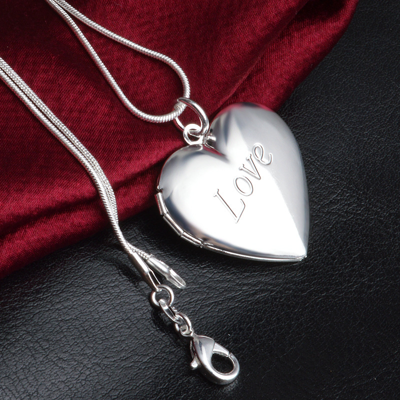 Silver Jewelry Pendant Fine LOVE Heart Shaped Box Pendant 925 jewelry silver plated Necklace Pendants Fashion gift necklace Top Quality