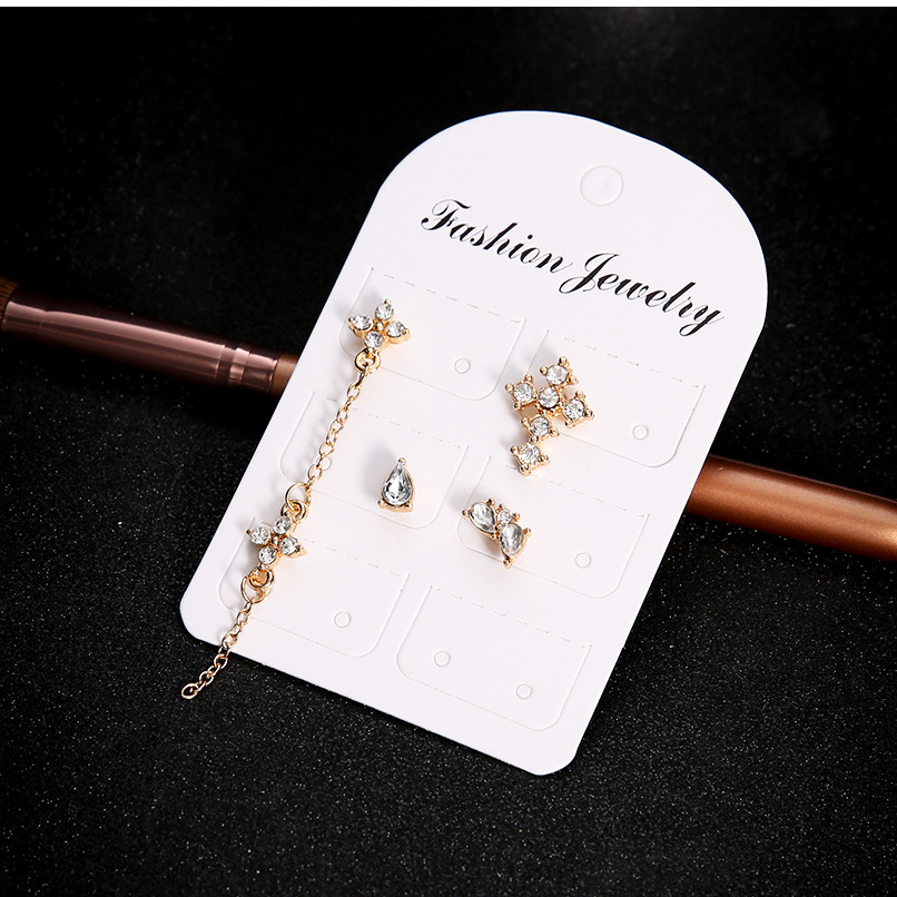 RAVINOUR Crystal Earring Sets Fashion Jewelry 2018 Boucle d'oreille Femme Gold Moon Tassel Chain Boho Drop Earing Women Ear Cuff