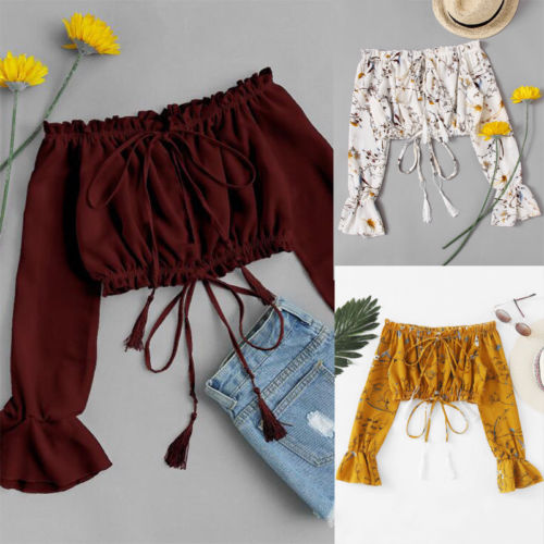 Fashion Womens Ladies Girl Summer Floral Chiffon Blouse Shirts Casual Off Shoulder Tassels Short Blouses Cropped Tops Shirt, Burgundy
Fashion Womens Ladies Girl Summer Floral Chiffon Blouse Shirts Casual Off Shoulder Tassels Short Blouses Cropped Tops Shirt, Burgundy