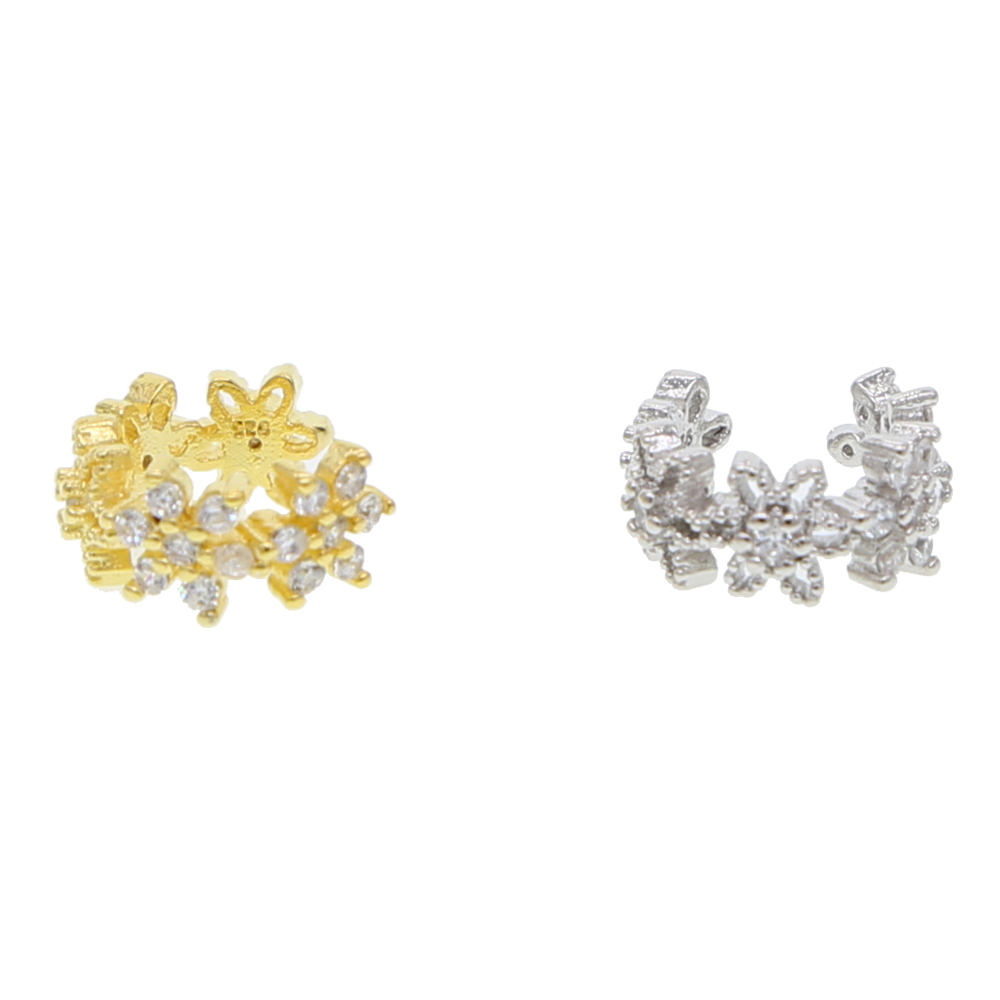 1 piece flower cuff earring clip earrings for women girl 2019 spring new design cz daisy flowers fit pandora jewelry 925 silver