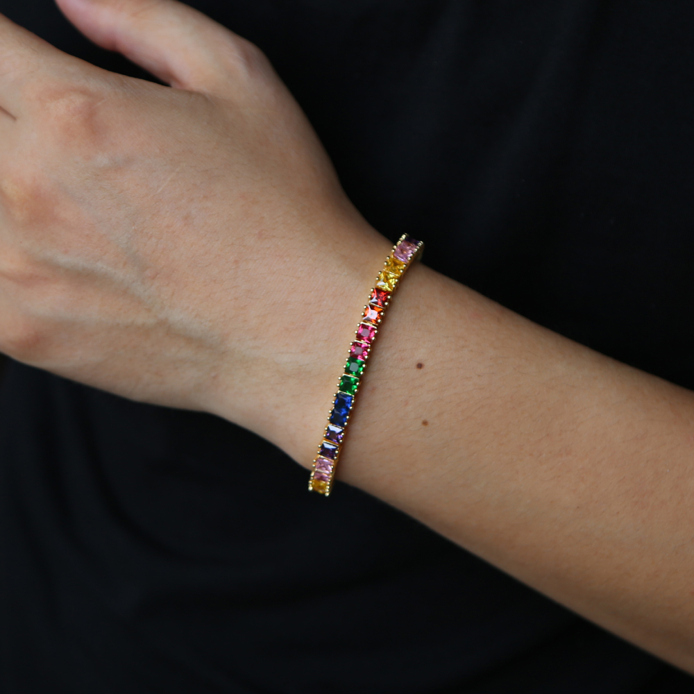 2019 New Chic Deisgn Rainbow Tennis Bracelet Colorful Zircon Chain Bangle Simple Fashion Bangles Jewelry For Women Ladies Gifts
2019 New Chic Deisgn Rainbow Tennis Bracelet Colorful Zircon Chain Bangle Simple Fashion Bangles Jewelry For Women Ladies Gifts