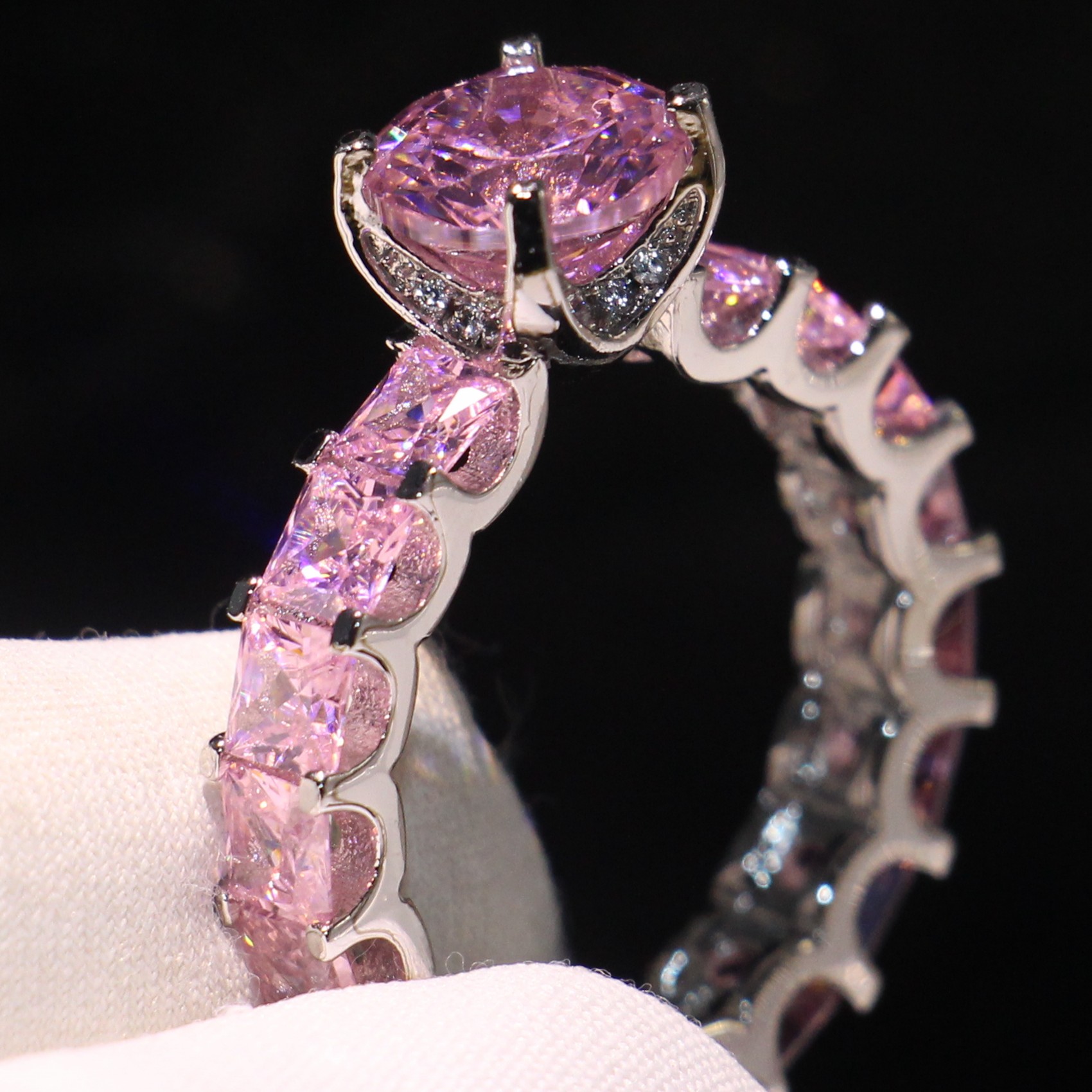 Stackable Ring: Pink Sapphire & CZ in Sterg Sier 9b70