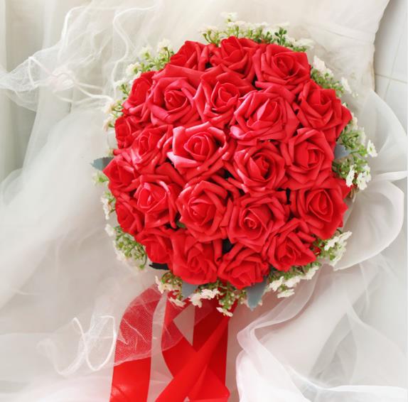 Rose Flower Bridal Bouquet buque noiva branco Pink White Bridesmaid Wedding Bouquet de mariage Bruidsboeket