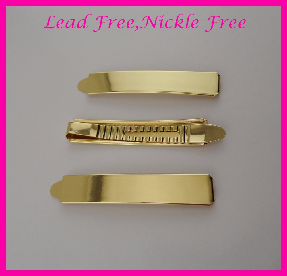 10PCS 1.3CM*7.2cm 2.85" Golden Plain Metal Slide Bobby pins at lead free and nickle free,metal hair barrettes clips