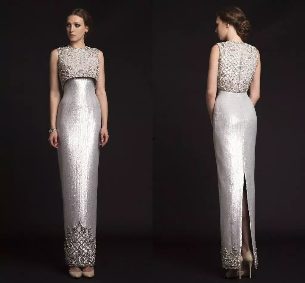 new luxury krikor jabotian mother of the bride dresses beading sheath silver evening dress split back formal gowns